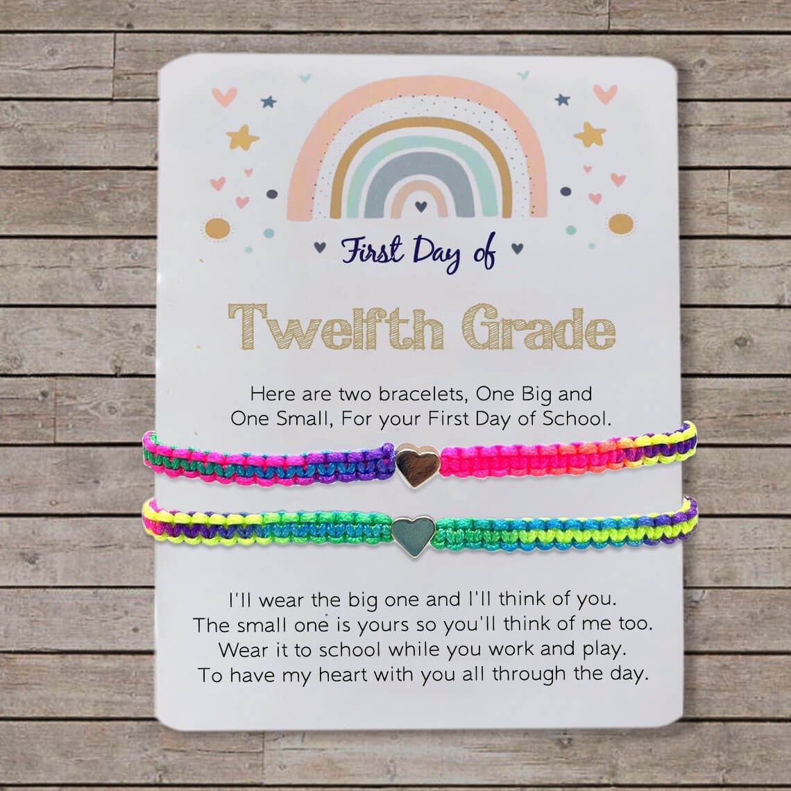 First Day of Twelfth Grade School Bracelet Matching Bracelets Heart Bracelets