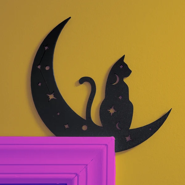 Halloween Black Cat Door Corner Sign