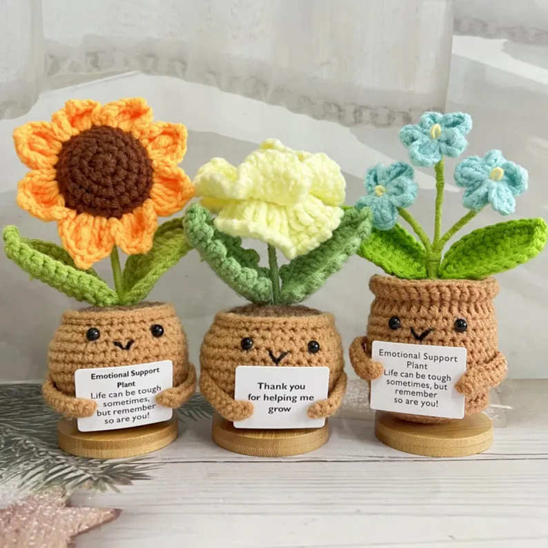 Custom Cute Handmade Crochet Flowers Emotional Support Gift Set