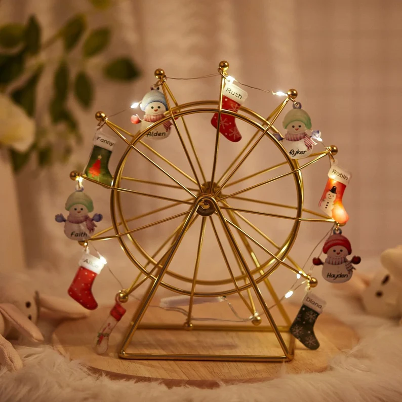 Personalized Snowman Ferris Wheel Custom Name Night Light Christmas Gift