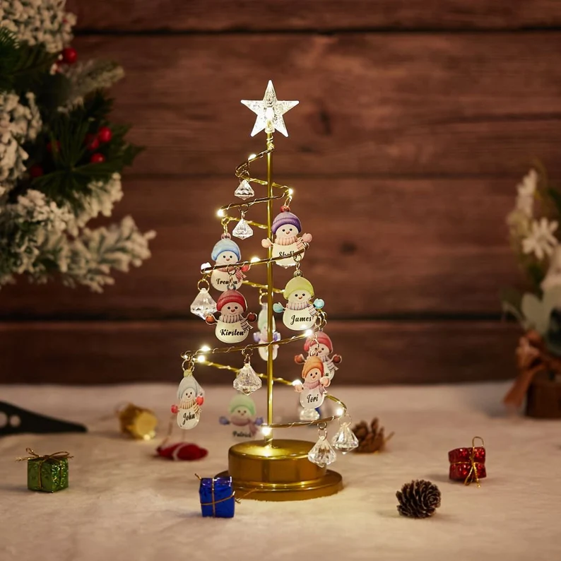 Personalized Christmas Snowman LED Tree Lights