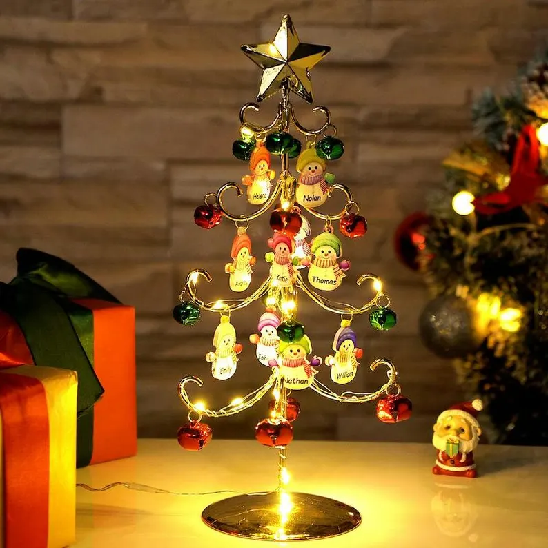 Personalized Christmas Snowman LED Tree Lights