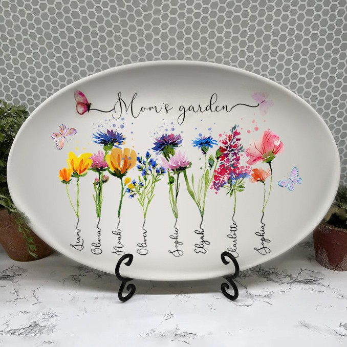 Personalized Grandma's Garden Plate With Grandkids Names Mother's Day