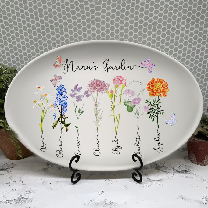 Personalized Grandma's Garden Plate With Grandkids Names Mother's Day