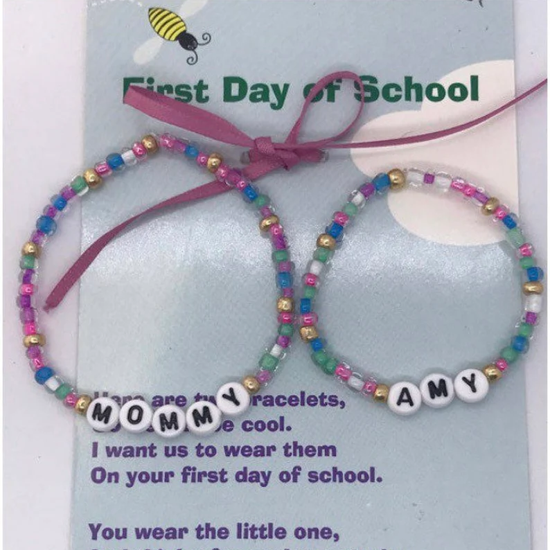 First Day of School Bracelet Matching Bracelets Heart Bracelets