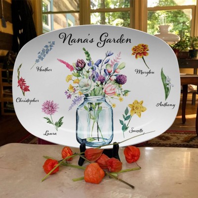 Personalized Grandma's Garden Plate With Grandkids Names Mother's Day
