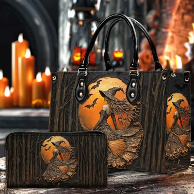 Personalized Witch Print 3D Relief Art Handbag & Wallet