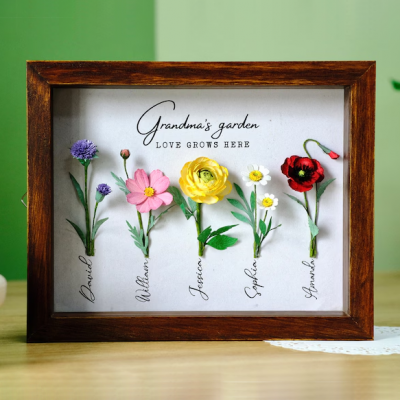 Personalized Grandma's Garden Frame Sign Love Grows Here For Mother's Day Gift