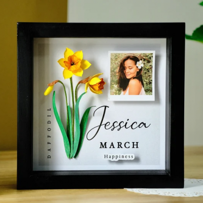 Personalized Birth Month Flower Wooden Frame For Mother's Day Gift